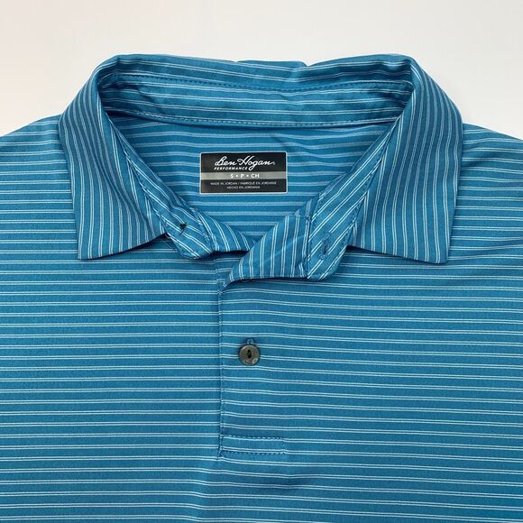 Ben Hogan Polo Shirt Mens S Small Niagra Blue Striped Performance Golf - Picture 5 of 11